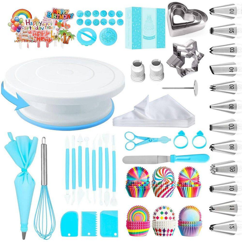 Cake Decorating Kit with Turntable, 12 Icing Tips, 255-Piece Set for Baking, Inc gallery