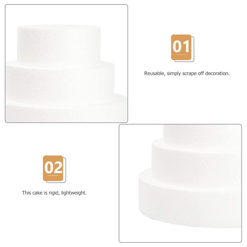 4Pcs Compact White Foam Cake Models Reusable Wedding Cake Dummies gallery