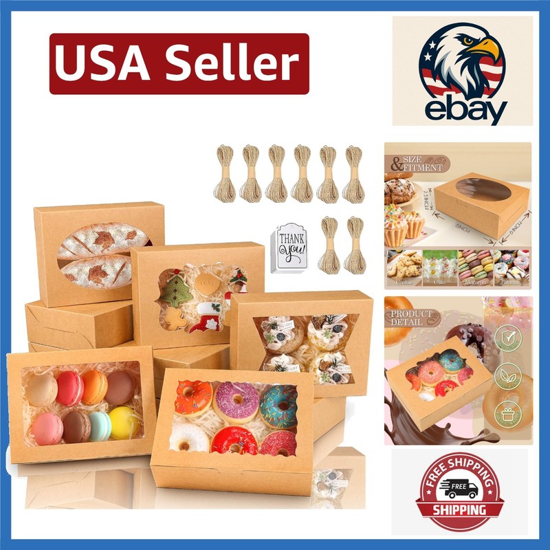 65 Pack Cookie Boxes with Clear Windows – Perfect for Desserts & Treats