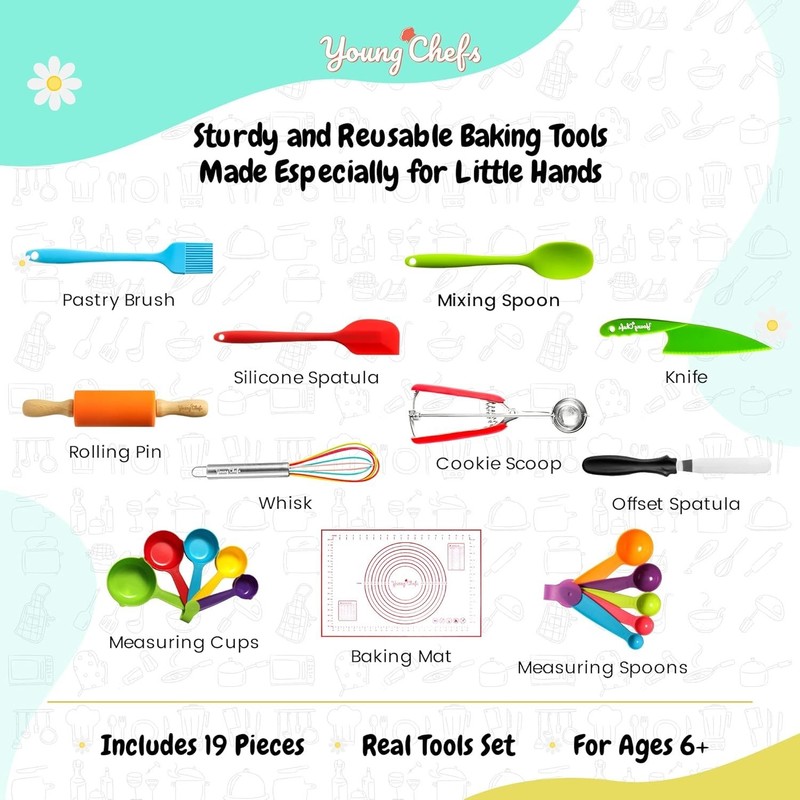 Kids Baking Sets 19 Pieces Real Cooking Tools Kit for Girls Boys Easter Gift gallery