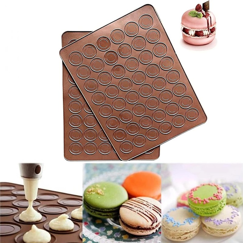 2 PCS 48 Capacity Macaron Silicone Baking Mat Baking Sheet Muffin DIY Chocolate