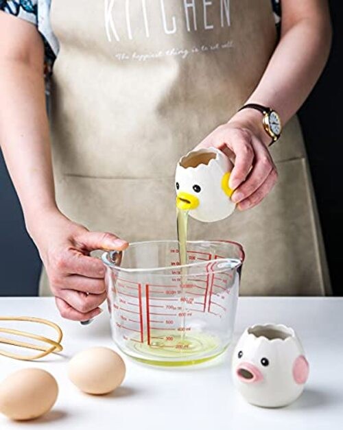 LuoCoCo Cute Egg Separator, Ceramics Vomiting Chicken Egg Yolk White Yellow gallery