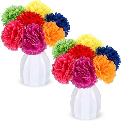 2 Set Cinco De Mayo Table Centerpieces 2 Pcs White Plastic Vase 14 Pcs Faux gallery
