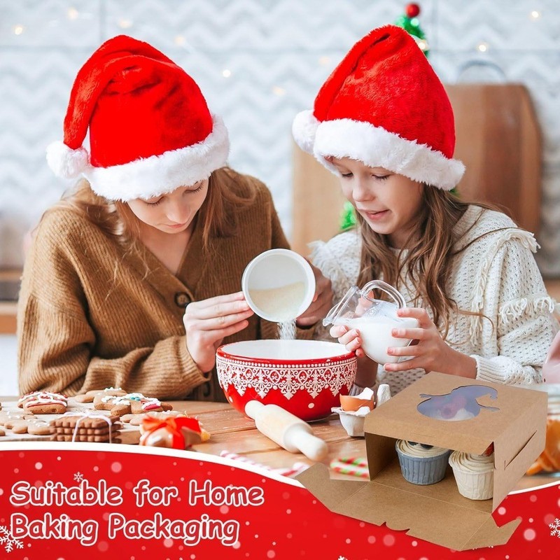 Christmas Cookie Boxes 12 Pack 6x6x3 Inch Pastry Tin with Window for Bakery gallery