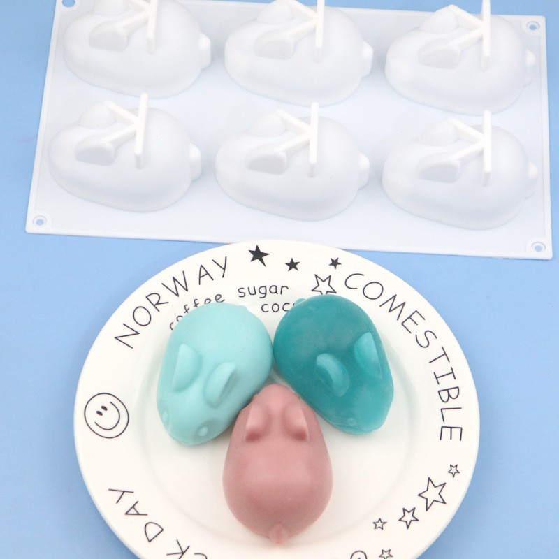 2pcs 6-in-a-row big rabbit ice cream jelly pudding mold DIY mousse baking tool