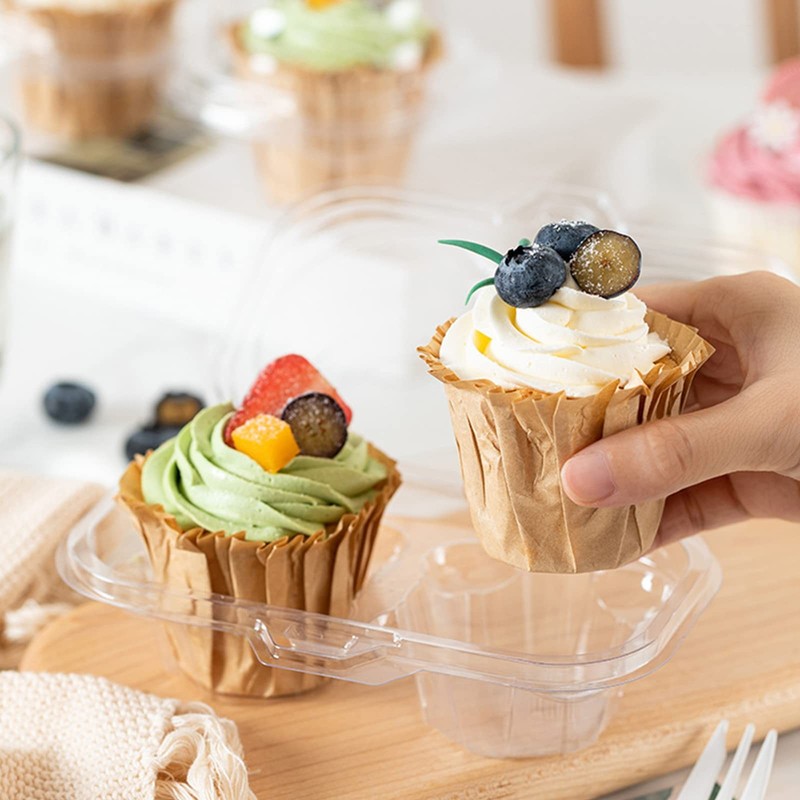 60 Count 2-Compartment Plastic Cupcake Containers Disposable with Connected A... gallery