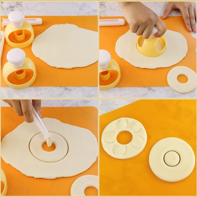 HENGKE 2 Pack Plastic Donut Cutters with Dipping Pliers Doughnut Mould Maker DIY gallery