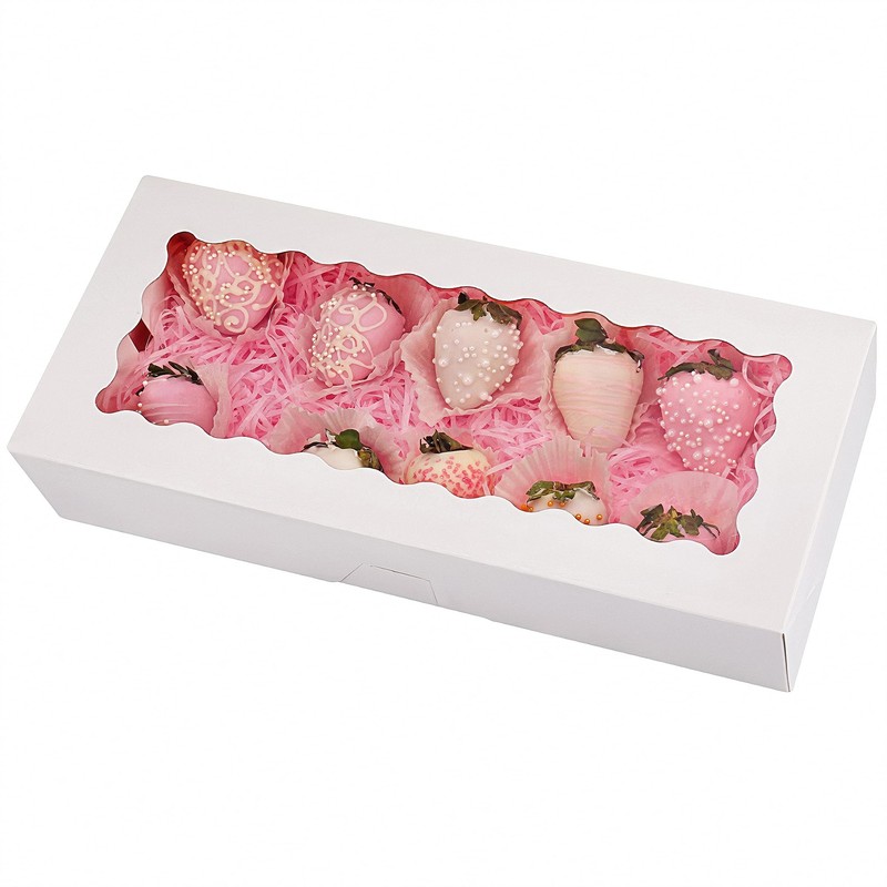 20 PCS Cookie Boxes With Window 12.5×5.5×2.5 Inch White Auto Popup Bakery