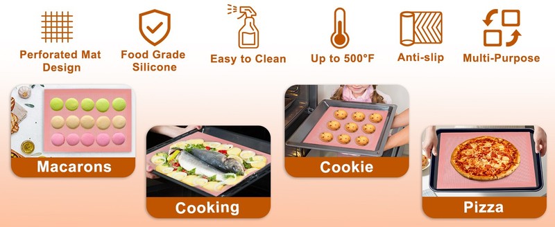 15.7"x11.8" Perforated Baking Mats, Non-Stick Hollow Out Silicone Mat, Reusable gallery