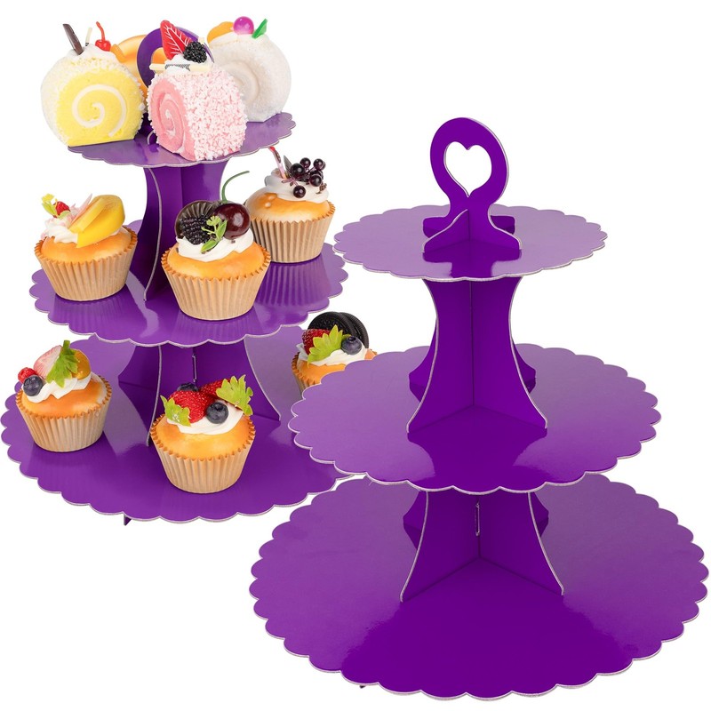 3-Tier Cupcake Stand 2 Pack Dessert Cup Cake Stand Tower Paper Round Cake Dis…