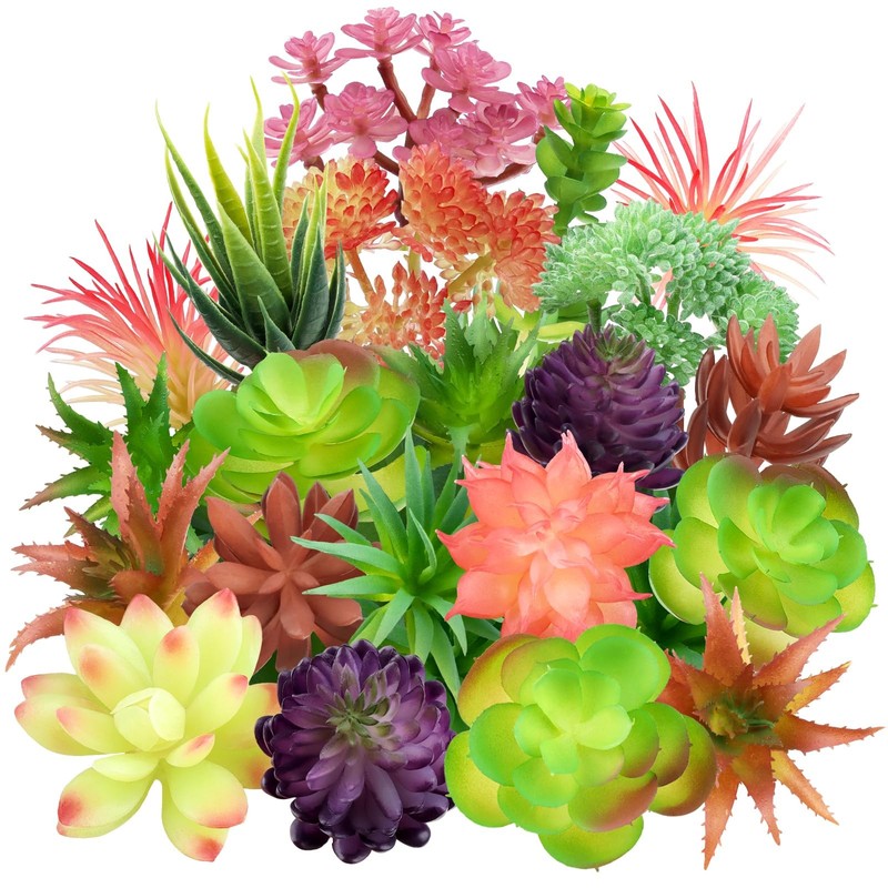 QUOZUO Colorful Succulents Plants Artificial, 22PCS Mini Artificial