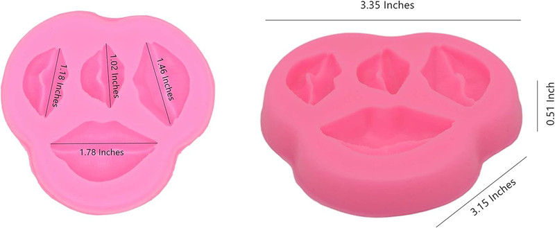 3 Pack Silicone Fondant Cake Molds, Rose Flower, Lips, Heart Shape Candy Molds S gallery