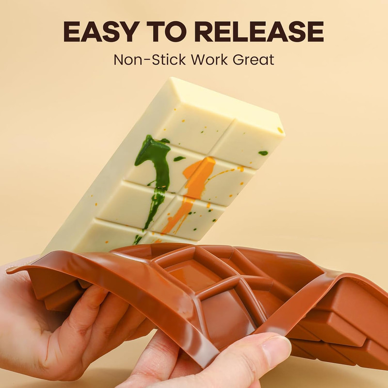 Dubai Chocolate Molds 1 Inch Deep, Silicone Chocolate Bar Mold – Non-Stick, Flex gallery
