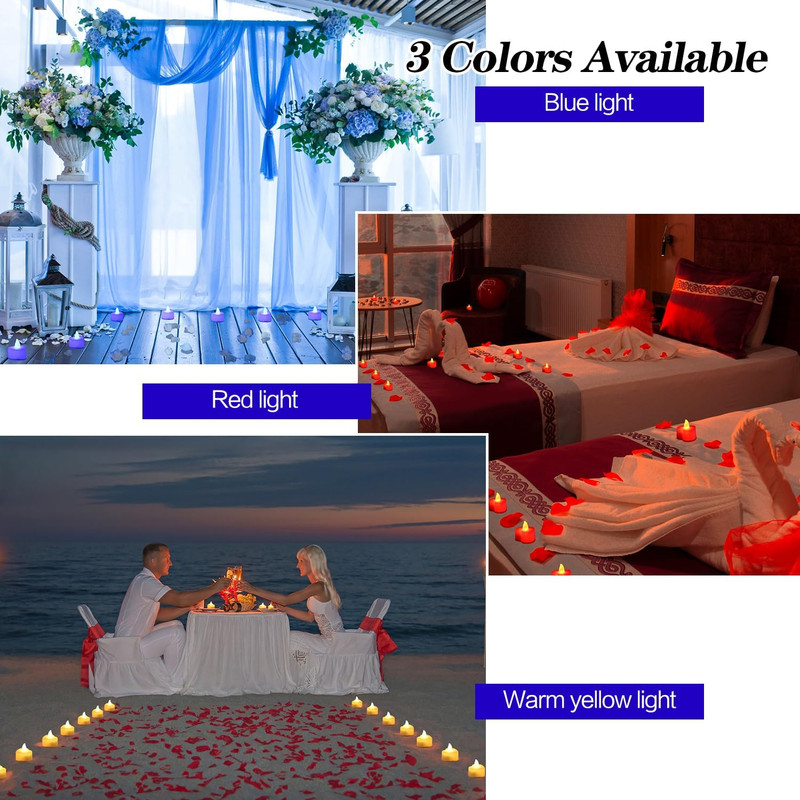 1000Pcs Blue Artificial Rose Petals with 12Pcs Blue LED Tea Lights Kit, for D…