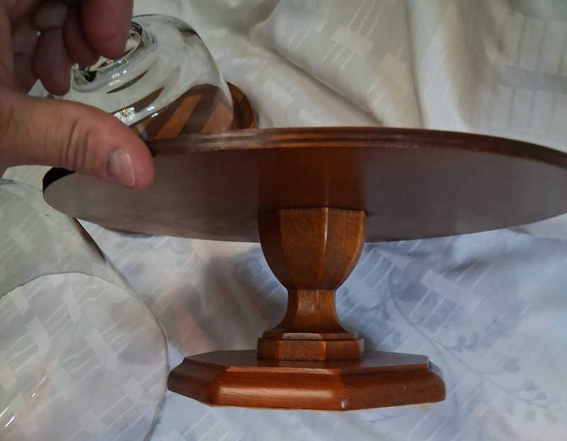 Vintage MCM Wooden Entertaining Lot Cake Stand Cheese Dome Walnut Napkin Holder gallery