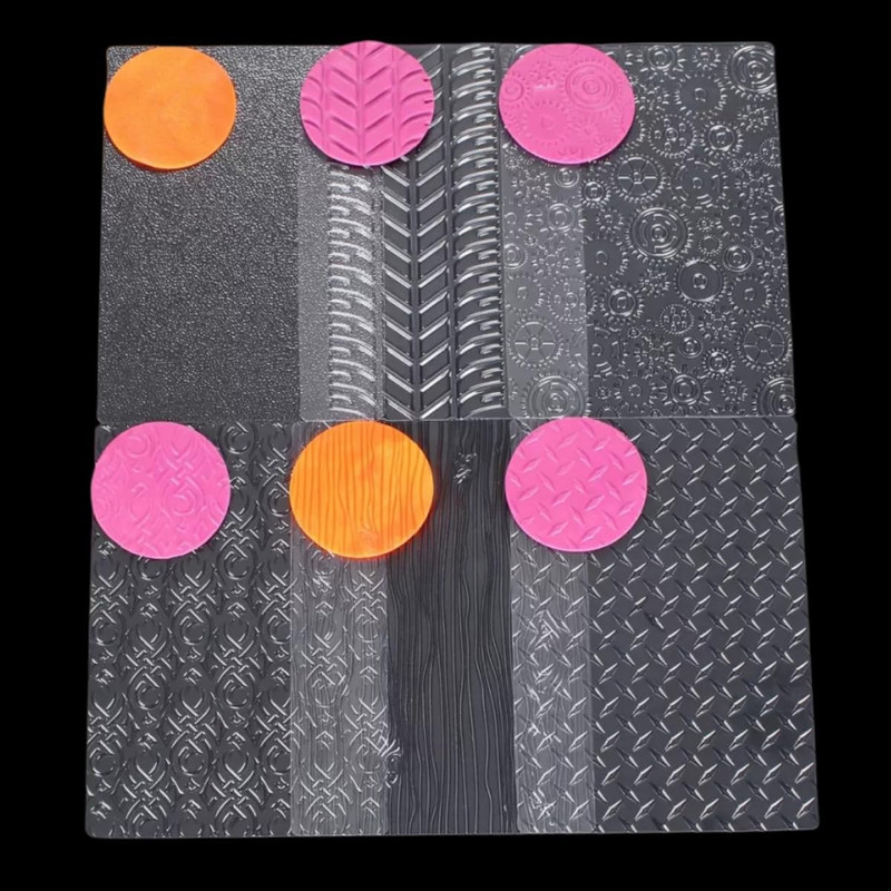 6 PCS Tire Tread Track Wood Grain Fondant Transparent Mold Texture Mat Decor
