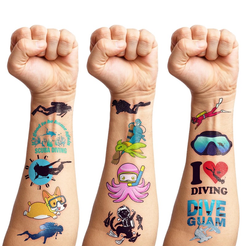 96PCS Cool Scuba Diving Temporary Tattoos Ocean Summer Beach Birthday Party F... gallery