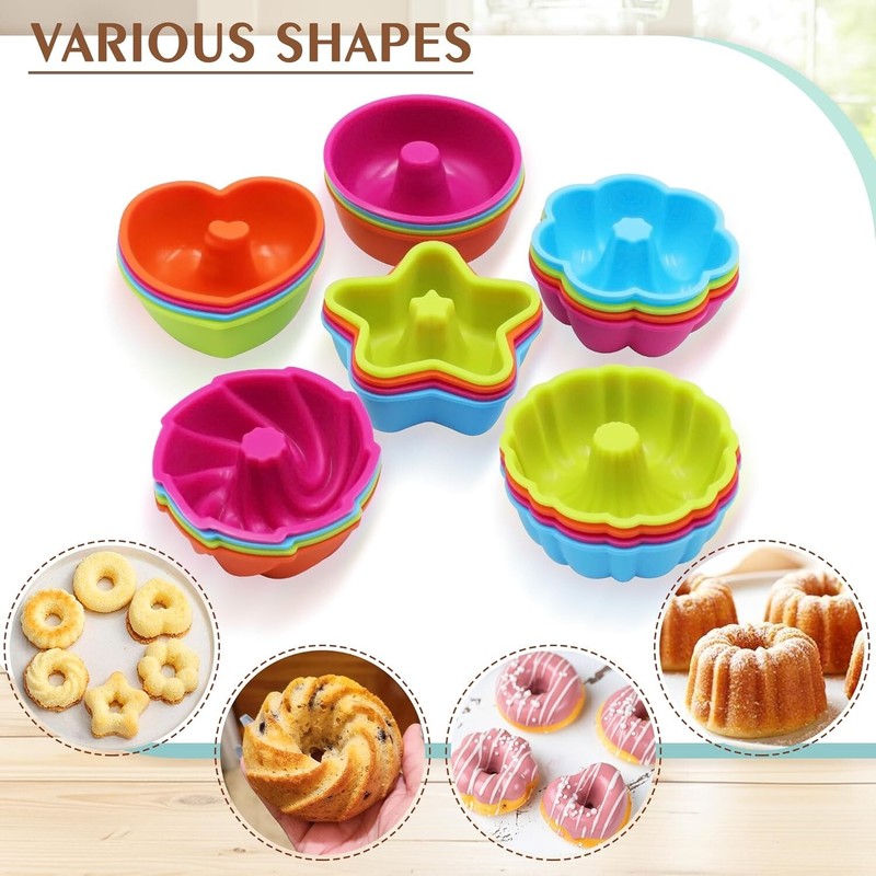Compact Nonstick Silicone Baking Molds - 2 3/4" Size for Perfectly Shaped Treats gallery