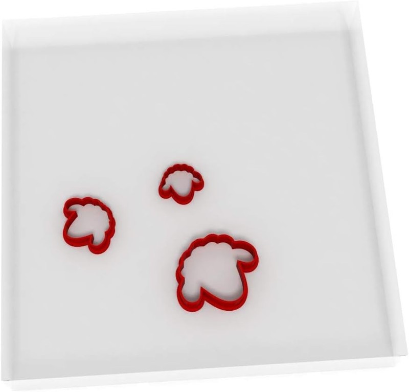 Mini Sheep Cutters, Set of 3 Plastic Cutters for Fondant and Clay, 1.25″,