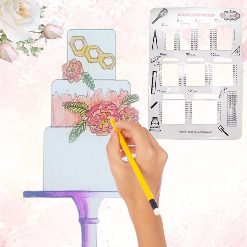 Square Cake Sketching Stencils Reusable for Baking Icing Fondant Decor gallery
