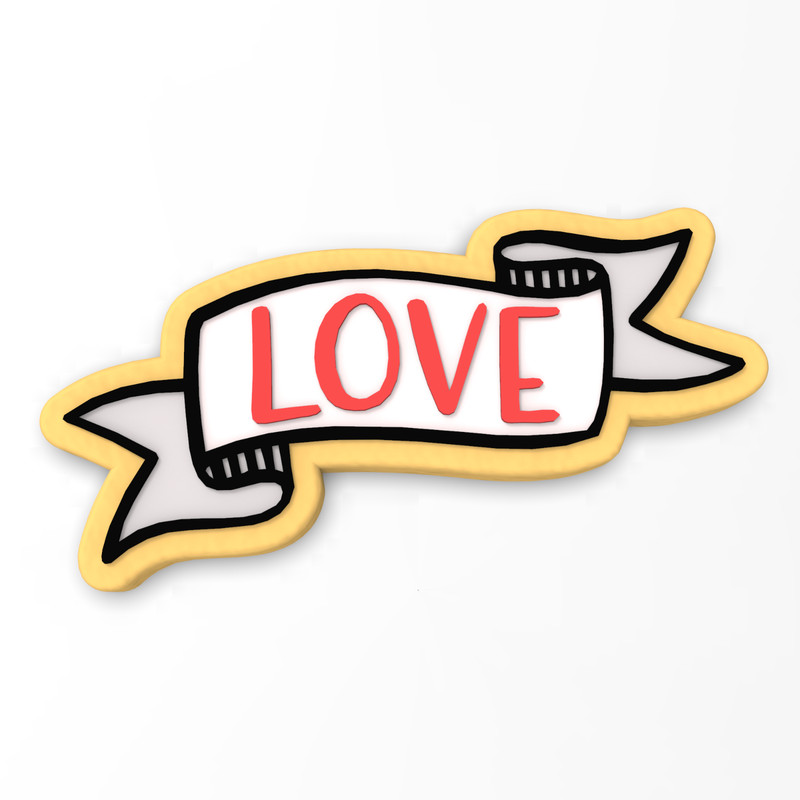 Love Banner Cookie Cutter & Stamp | Heart Valentine's Day Wedding Bridal Shower gallery