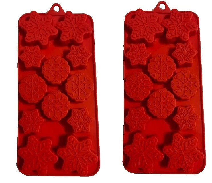 Snowflakes Silicone Candy Molds Christmas 12 cav. by JAS, LLC lot of 2