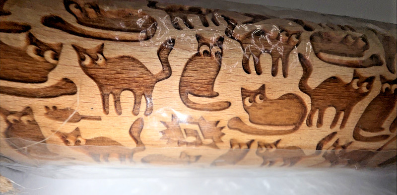 Mood Wood 17" CATS rolling pin Wooden Laser Cut Pattern Design gallery