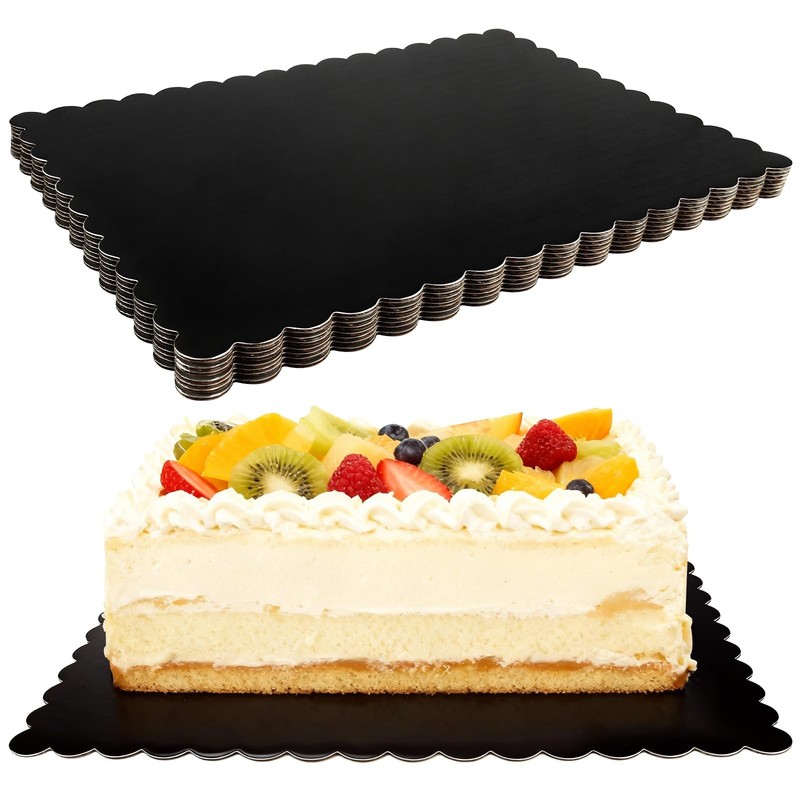 8 Pack 14 x 10 Inch Greaseproof Rectangle Cake Boards, Black Cardboard Cake B…
