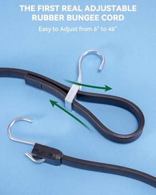 Adjustable Rubber Bungee Cords, Easy to Adjust from 6" to 60 Inch 100% Rubber gallery