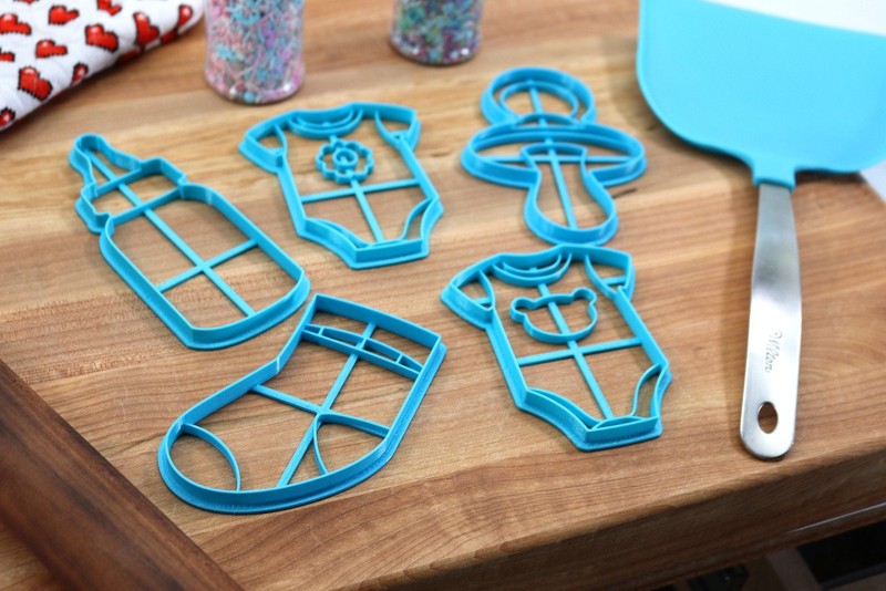Baby Shower Cookie Cutters - Infant Bottle, Pacifier, Infant Sock, Flower gallery