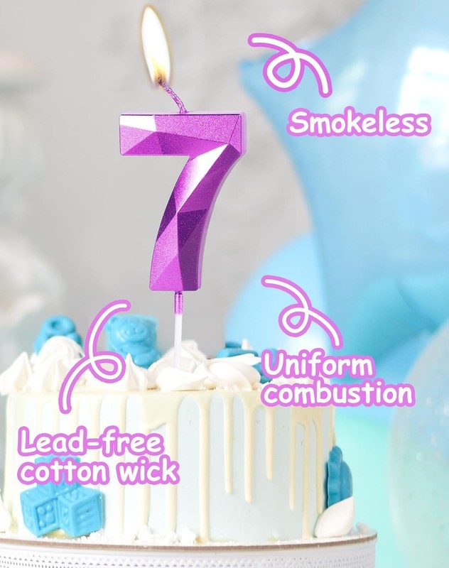 Vibrant Purple 70th Birthday Candles - 3D Cake Topper for Memorable Celebrations gallery