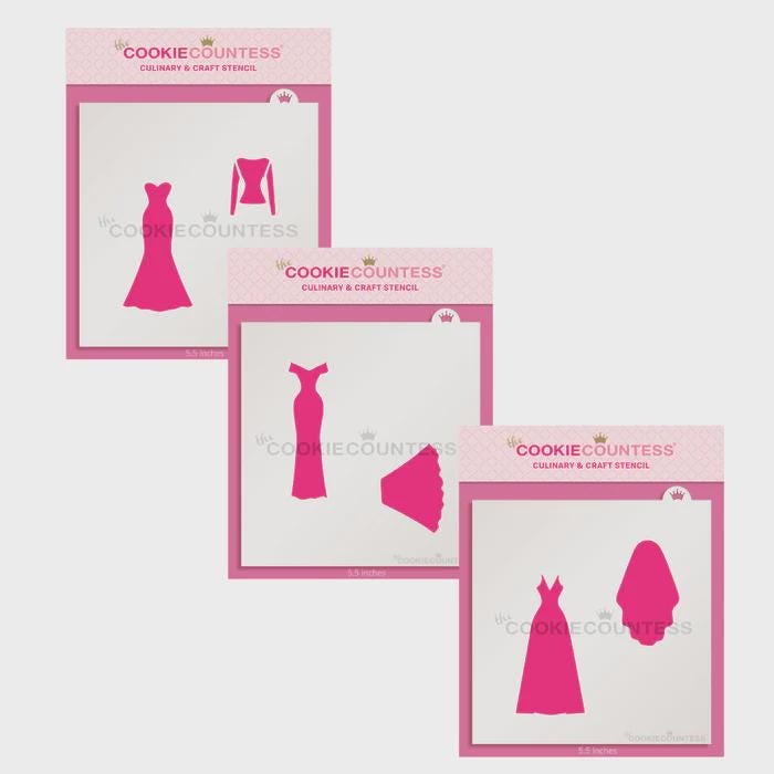 Wedding Dress Maker Cookie Stencil Set by Cookie Countess