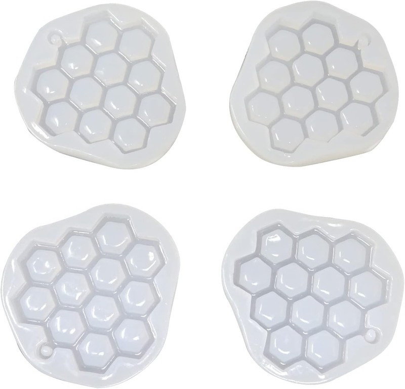 4PCS Cute Bee Hive Silicone Mold Honeycomb Pendant Molds Honeycomb Fondant