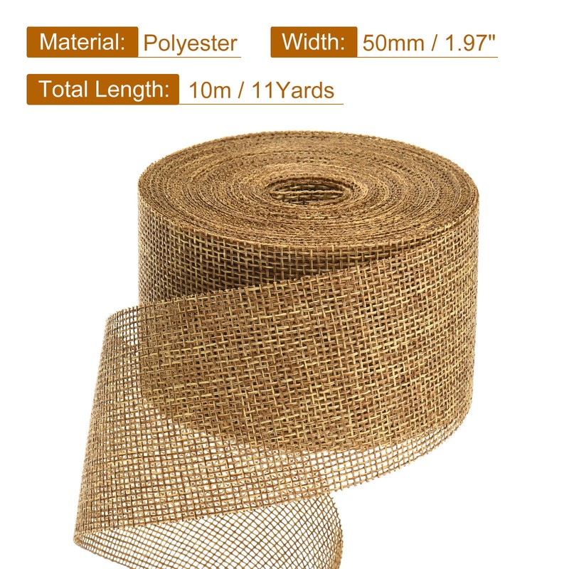 Burlap Ribbon,2 Inch Wide 10 Yards Burlap Wired Ribbon, Chocolate gallery