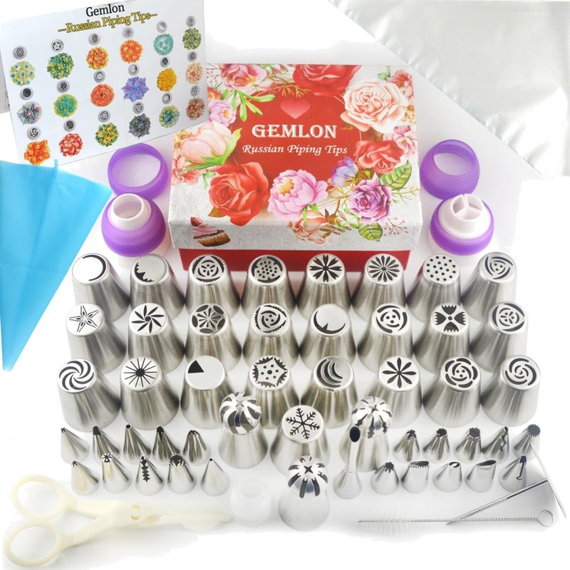 Russian Piping Tips for Cake Decorating – 88Pcs Flower Icing & Frosting Nozzl…