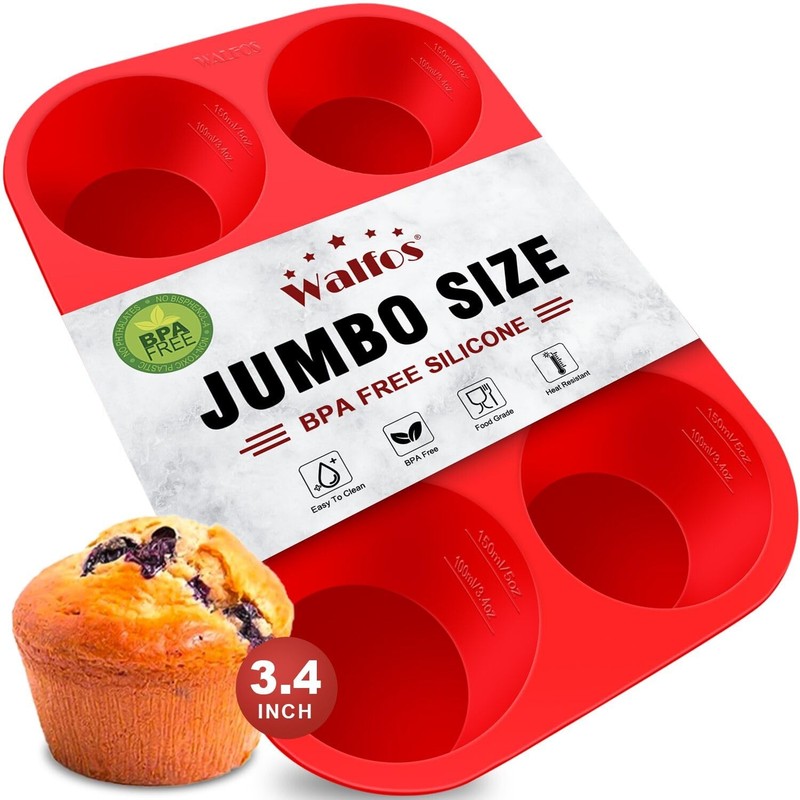 Walfos Silicone Texas 1 Pc: 6 Cups, Jumbo, Jumbo Muffin Pan (6Cup, 1Piece)