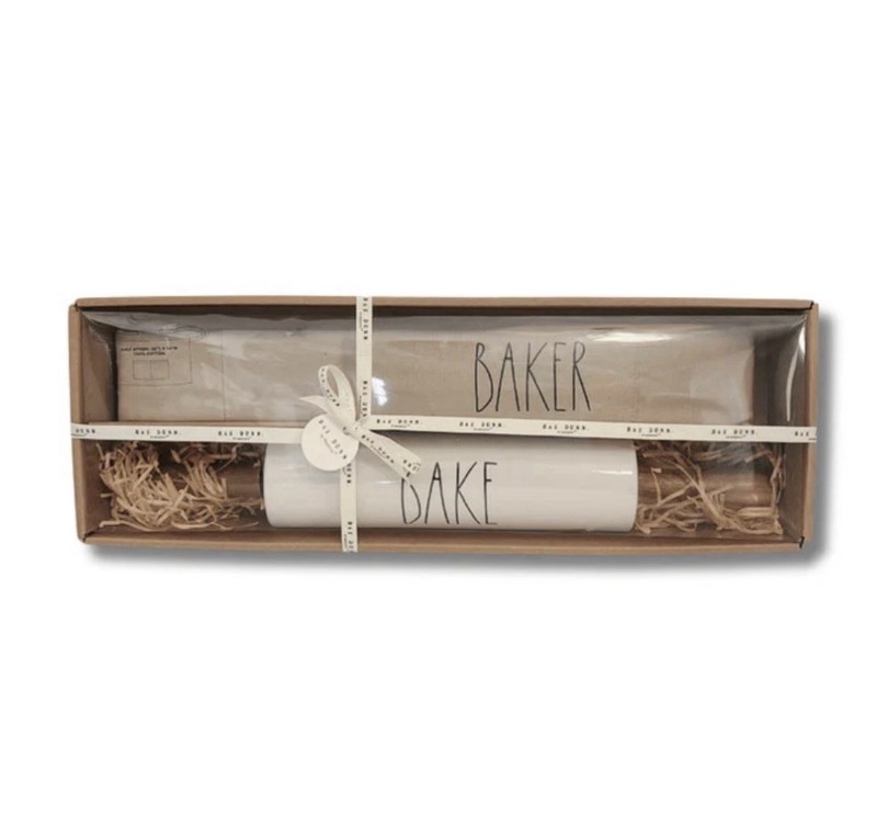 Rae Dunn Baker Set – Apron & Rolling Pin Gift Set | Farmhouse Kitchen Baking