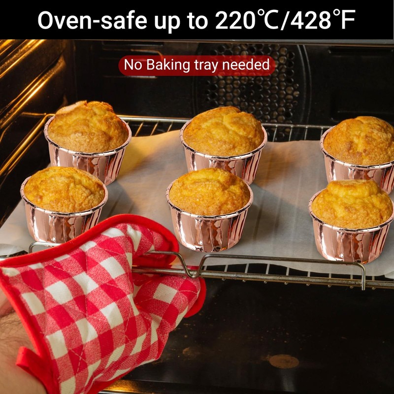 Cupcake Liners for Baking, 3.5oz 50pcs Disposable Champagne Mini Foil Cupcake... gallery