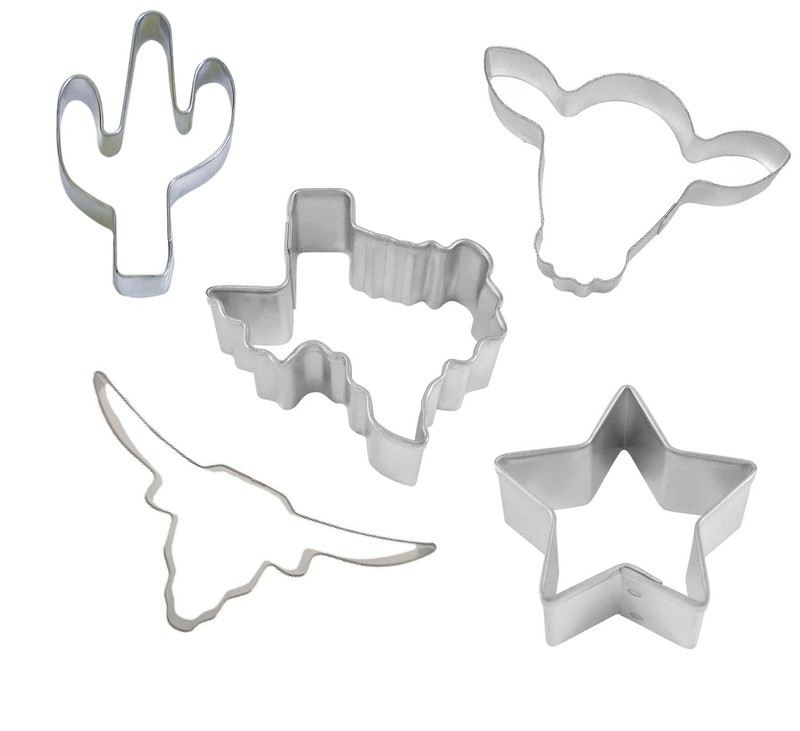 5 Piece Mini TEXAS Southwestern Cookie Cutter Set Longhorn Star Steer Cactus Met