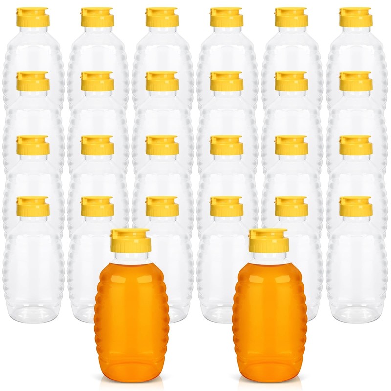 24 Pack Honey Bottle, Honey Bottles Squeeze 16 oz,With LeakProof Flip-Top Cap…