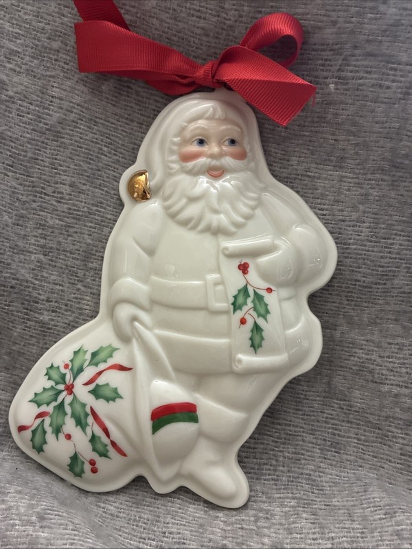 Lenox Holiday Santa with Sack Cookie Press Porcelain 4x6 Ornament gallery