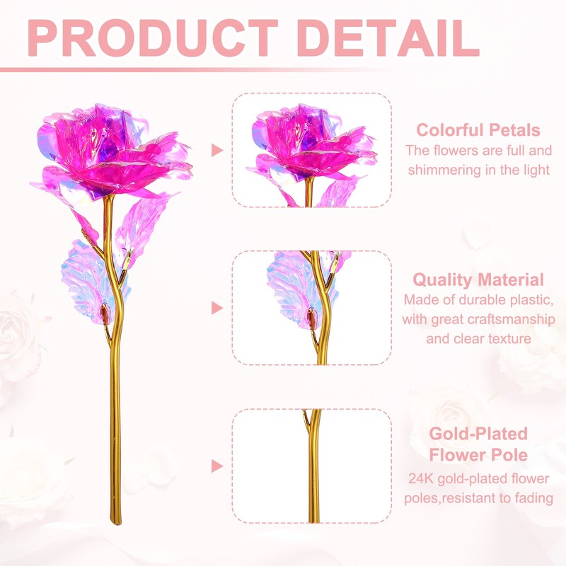 20 Pcs 24K Colorful Gold Rose, Artificial Roses Flowers, Rose Red gallery