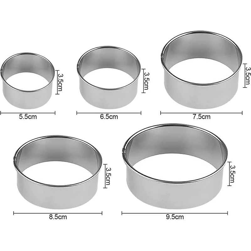 3/5Pcs round Stainless Steel Biscuit Mold Biscuit Cookie Cutters Set Dumpling Sk gallery