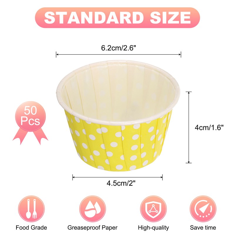 Mini Polka Dot Cupcake Liners, 50Pcs Cupcake Muffins Liners Holders(Yellow) gallery