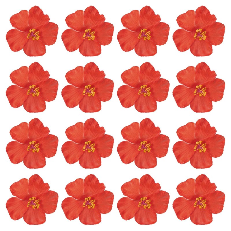 PATIKIL Hawaiian Hibiscus Flowers, 16 Pack Artificial Flowers Hair 8 cm, Red