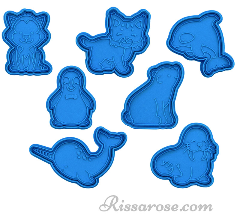 Antarctic animals cookie cutters stamps polar bear dolphin Penguin Seal walrus f