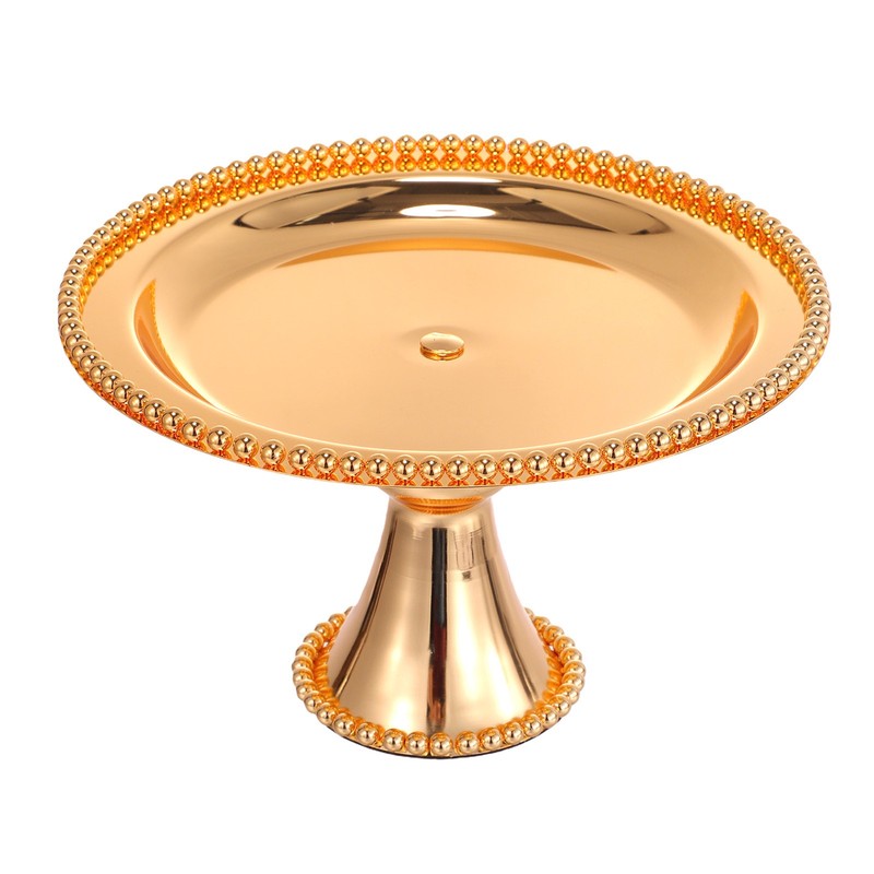 2-Vintage Golden Pedestal Footed Cake Stand For Elegant Dessert Display gallery