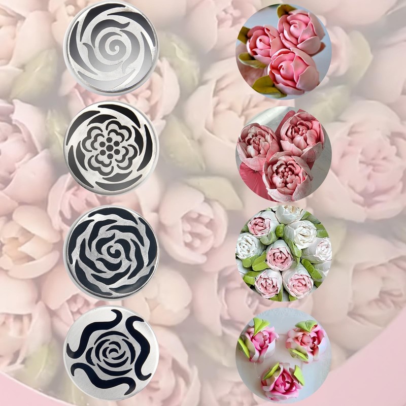 4pcs Russian Piping Tips Set Extra Large Stainless Steel Flower Icing Tips fo... gallery
