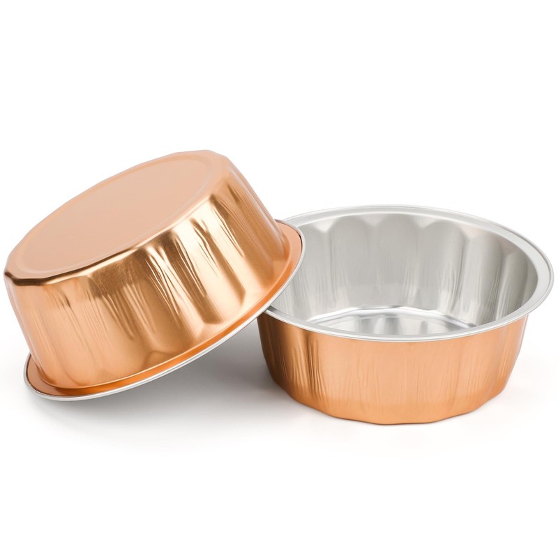 Disposable Ramekins 8oz, 50 Pack Rose Gold Aluminum Foil Cups with Lids, Disp... gallery