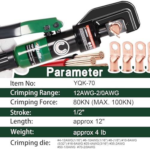 Hydraulic Cable Lug Crimper 10 US TON 12 AWG to 00 12awg~00awg Crimping Tool gallery
